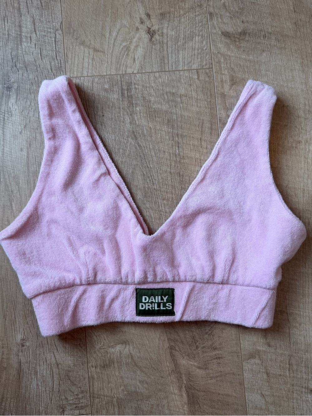 Daily Drills Pink Terry V-Neck Bralette